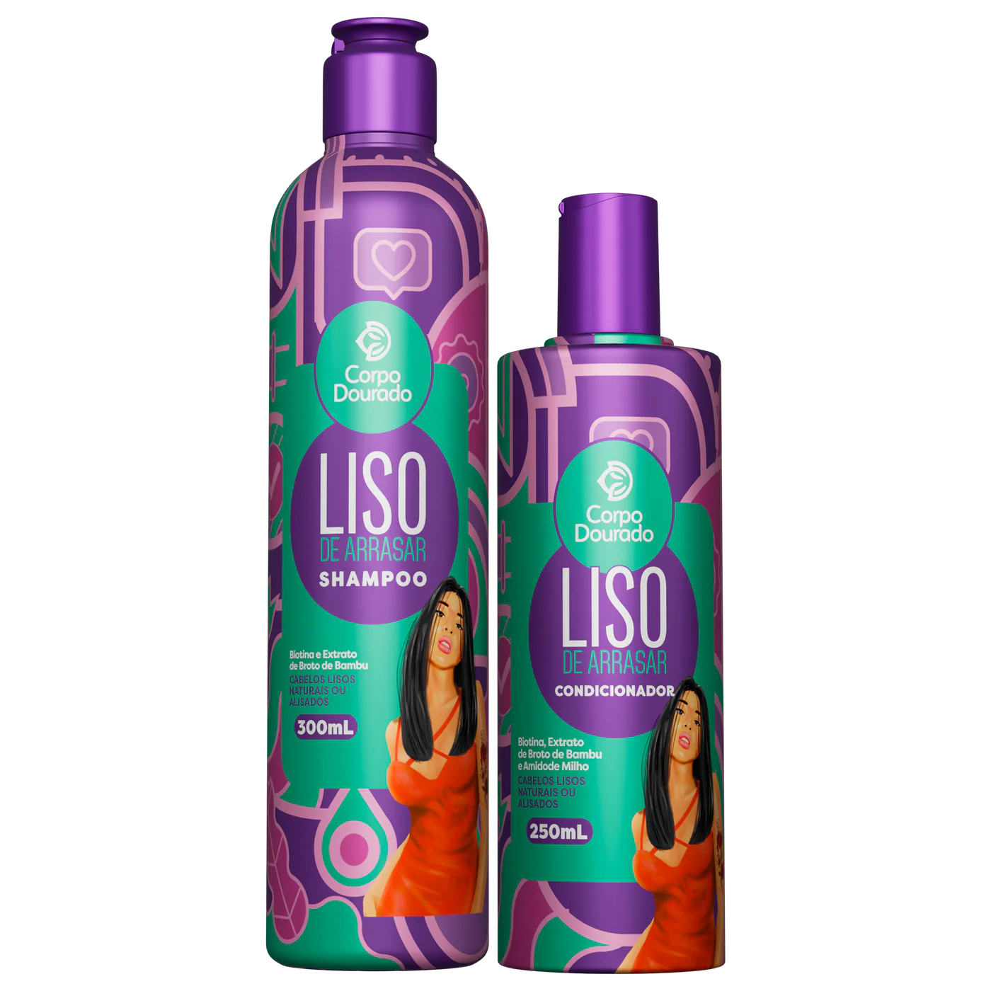 Corpo Dourado -Kit Shampoo + Acondicionador Liso de Arrasar