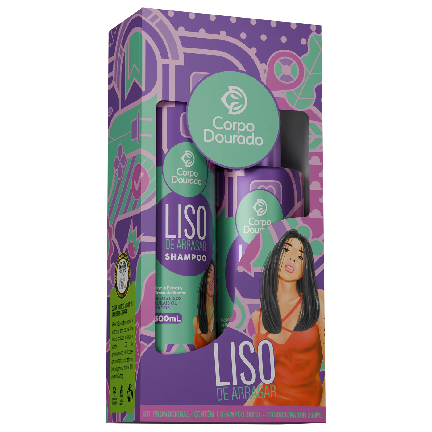 Corpo Dourado -Kit Shampoo + Acondicionador Liso de Arrasar