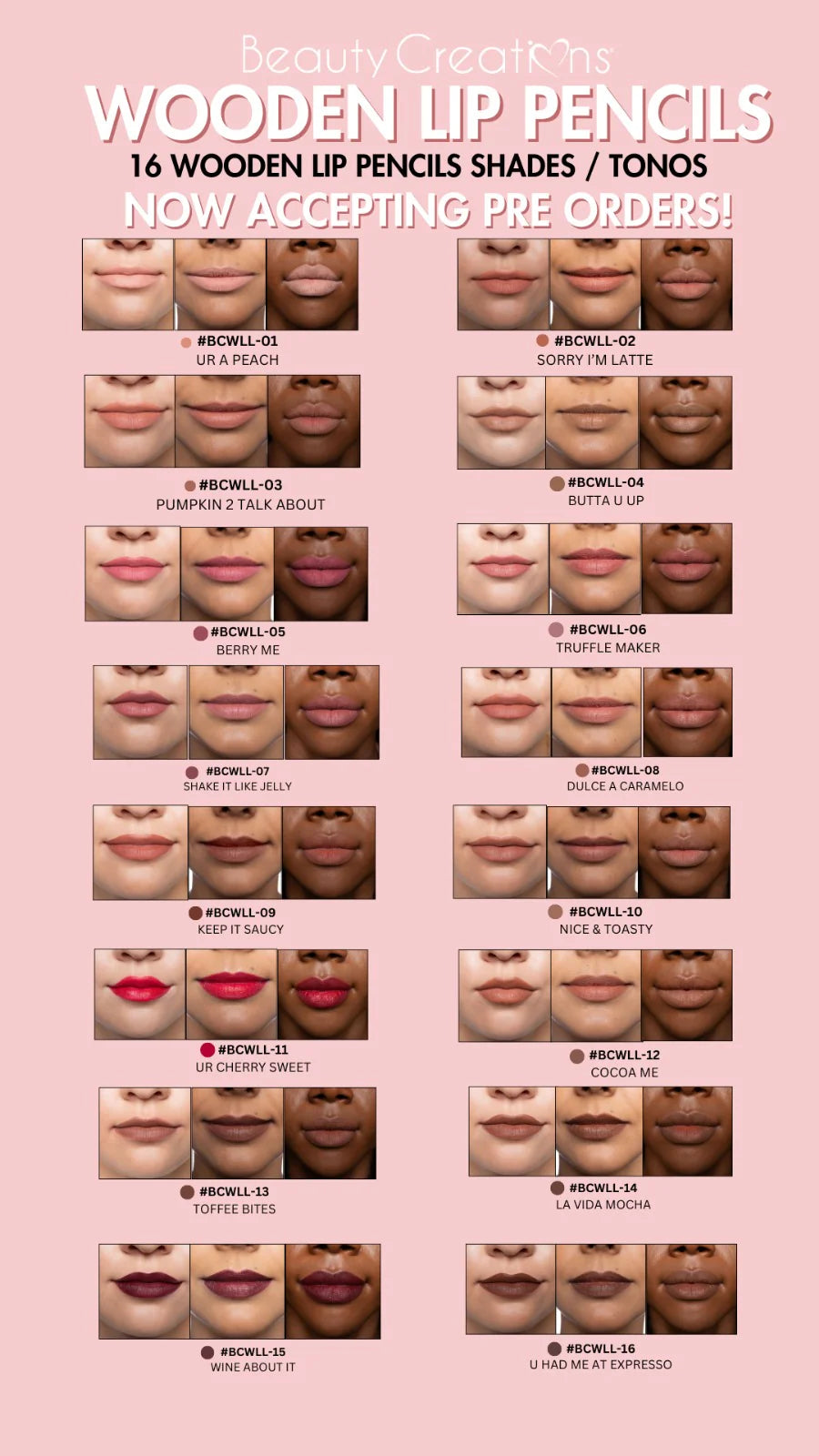 Set 12 Delineadores Wooden Beauty Creations