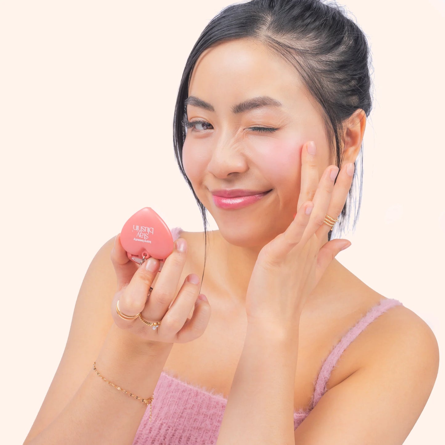 Stay Blushin! Lip and Cheek Cream Blush Keychain -Flirty Flush